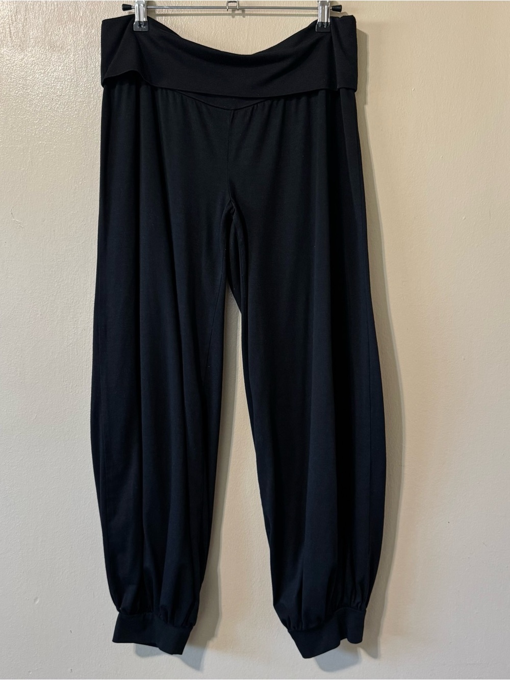 My Michelle Black Harem Sweatpants with Fold-Over Waistband